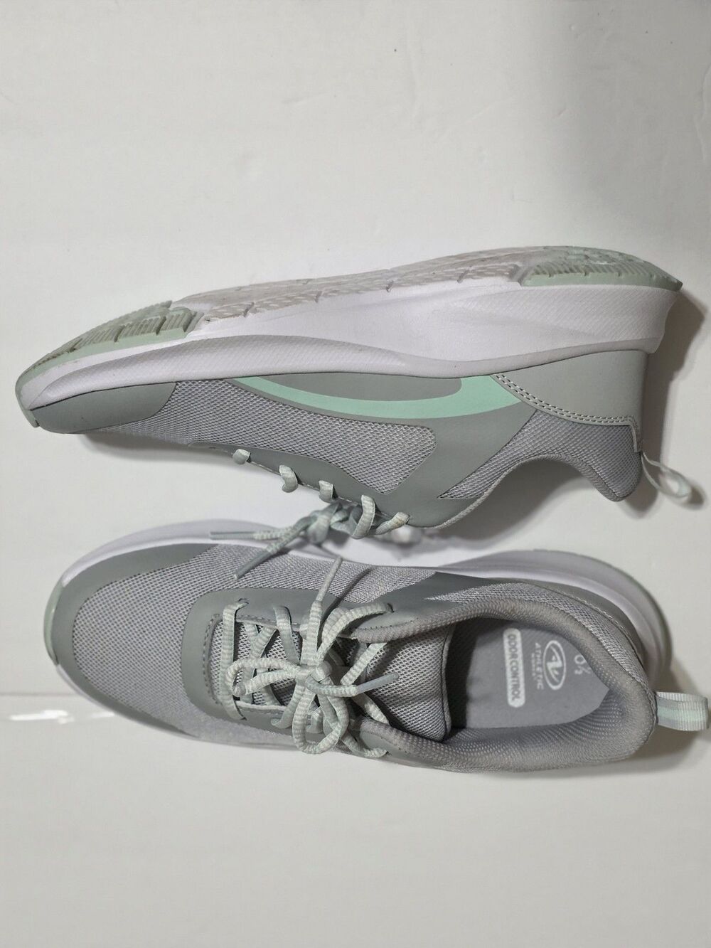 Athletic Works Women's Gray/Mint Low Top Odor Control Sneakers Mesh  Synthetic